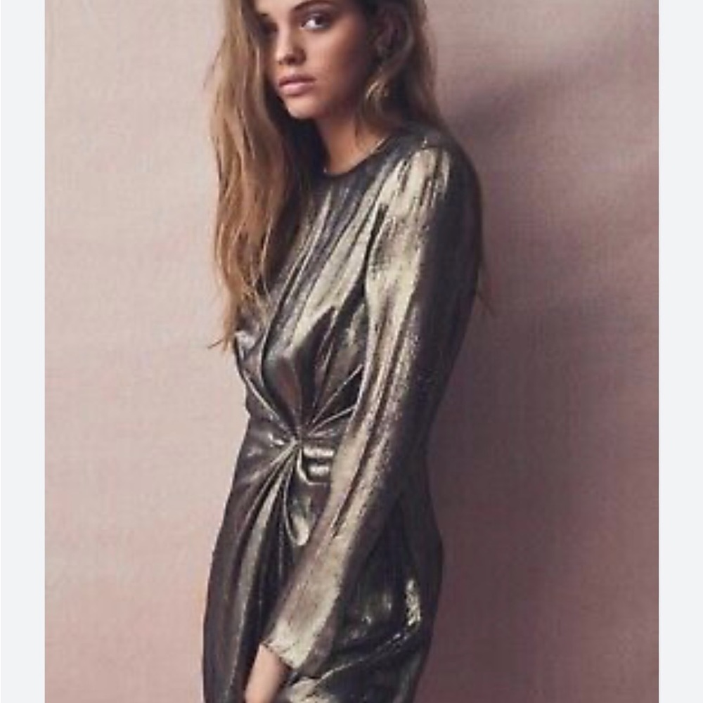 Gold metallic long sleeve dress